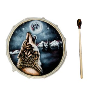 30cm Grosse Schamanentrommel Wolf bemalt Rahmentrommel Bodhran Drum Djembe
