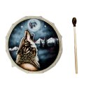 30cm Grosse Schamanentrommel Wolf bemalt Rahmentrommel...