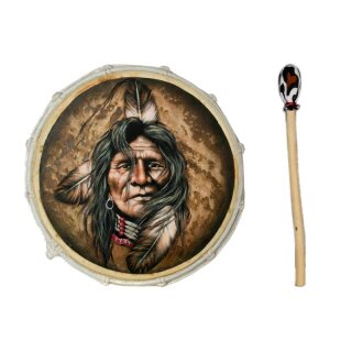 30cm Grosse Schamanentrommel Indianer Feder Haar Rahmentrommel Bodhran Drum