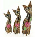 3 er Set Holz Katze Holzkatzen Katzen ca 35cm 30cm 25cm Fair Trade Handarbeit S2