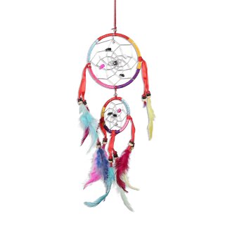 Traumfänger Dreamcatcher - Bunt 2 Ringe Regenbogen Farben -  ca. 35cm x 9cm  Kinder