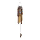Windspiel Bambus Klangspiel Kokosnuss Vogel Bunt Bemalt