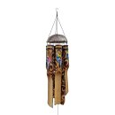 Windspiel Bambus Klangspiel Kokosnuss Vogel Bunt Bemalt