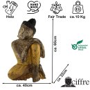 60cm Holzbuddha Buddha Holz Handarbeit Schlafender Tibet...