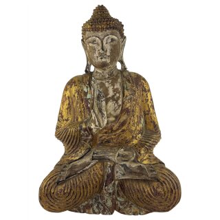 60cm Holzbuddha Buddha Holz Handarbeit Betender Vitarka Mudra