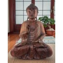 60cm Holzbuddha Buddha Braun Holz Handarbeit Betender Vitarka Mudra