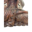 60cm Holzbuddha Buddha Braun Holz Handarbeit Meditation Doppelhand Geste