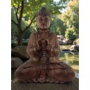 60cm Holzbuddha Buddha Braun Holz Handarbeit Meditation Doppelhand Geste