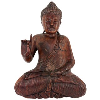 60cm Holzbuddha Buddha Braun Holz Handarbeit Betender Abhaya Mudra