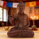 60cm Holzbuddha Buddha Braun Holz Handarbeit Betender Abhaya Mudra